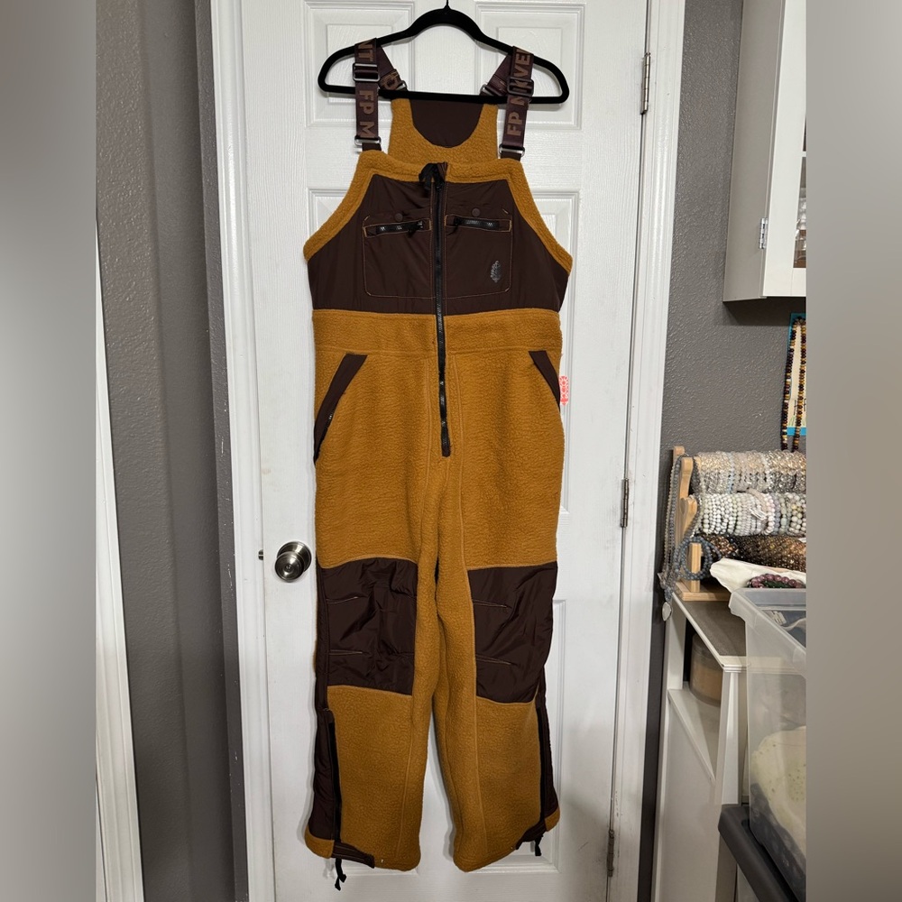 FP Movement by Free People Hit The Slopes Neutral Overalls Jumpsuit L
